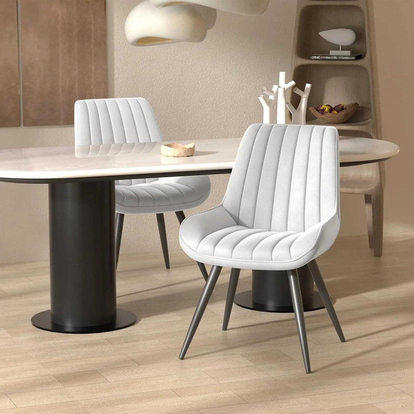 Modern Dining Chairs Set of 4, Comfy Dining Room Chairs with Thick Cushions, Upholstered Fabric Kitchen Side Chairs