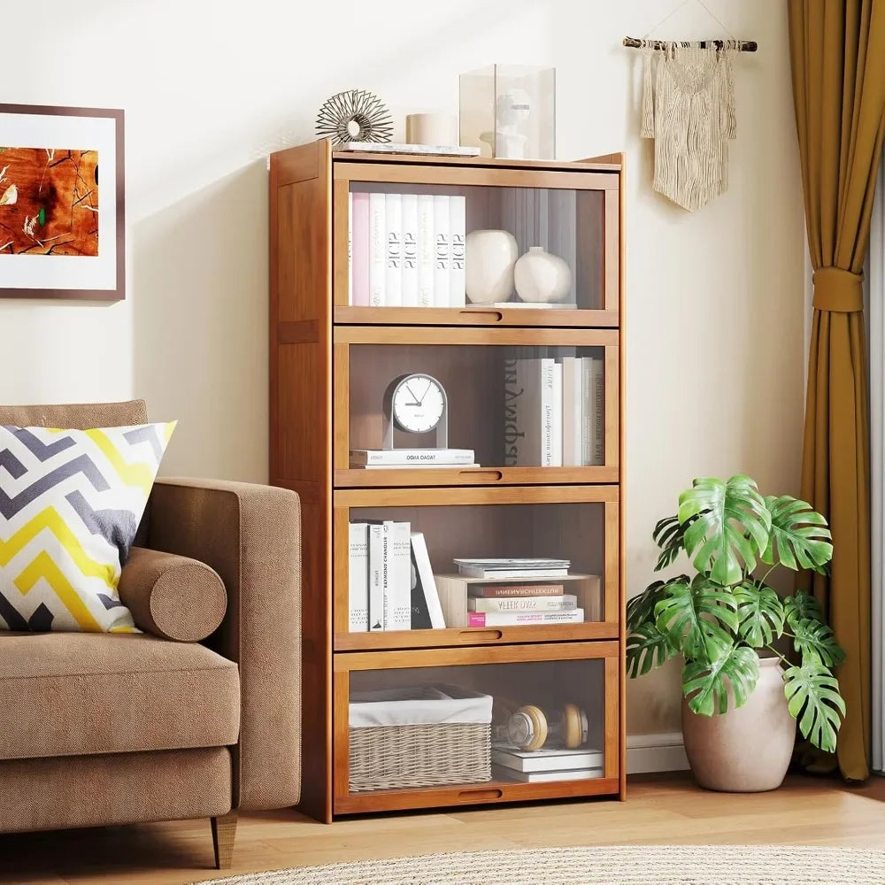 Bookcase with Doors, Bookshelf with Flip-up Doors