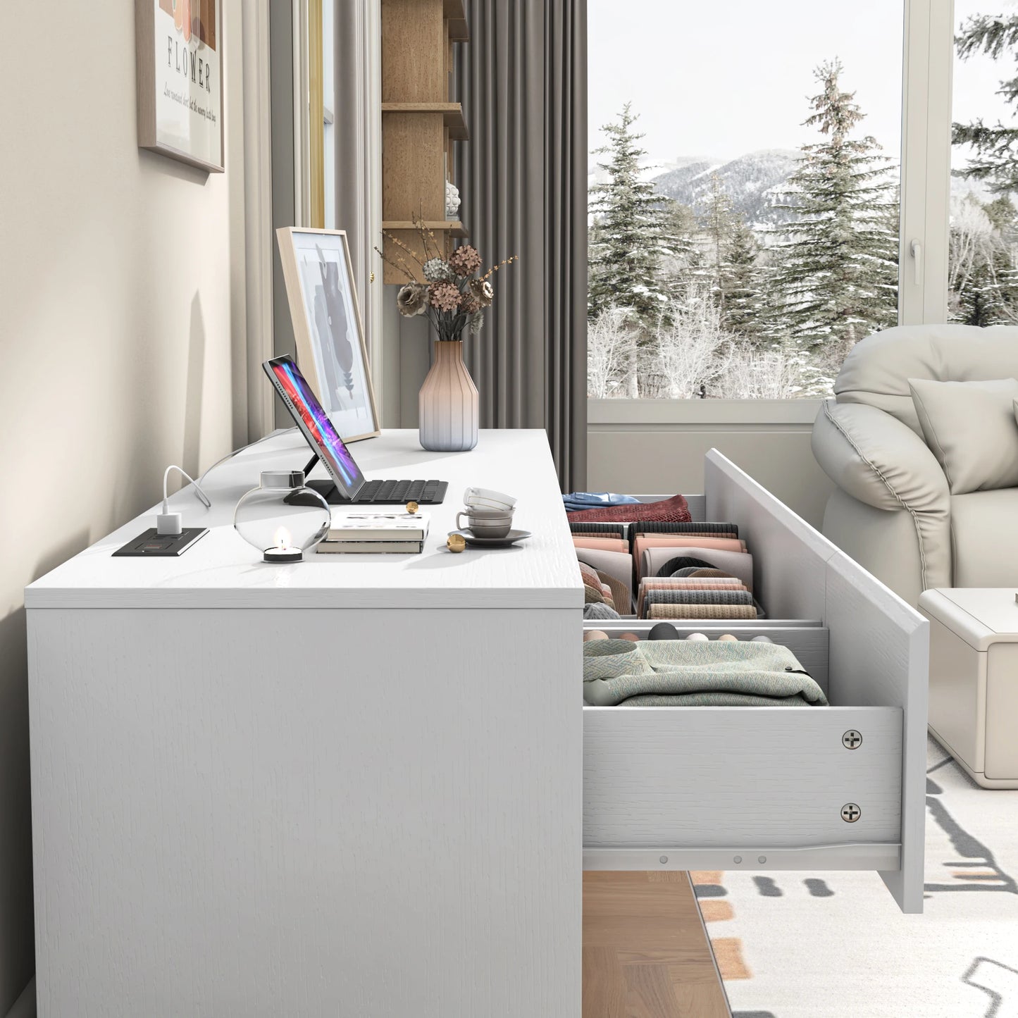 9 Drawer Dresser Chest of Drawers with Charging Station