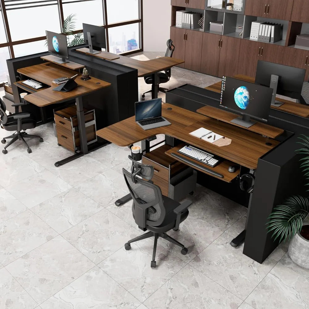 L-Shaped Desk 61"x43" with Keyboard Tray