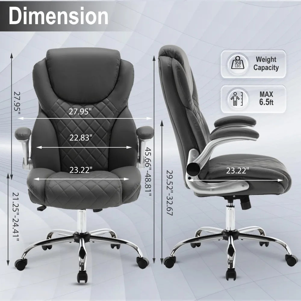 Office Chair, Pu Leather High Back with Wheels