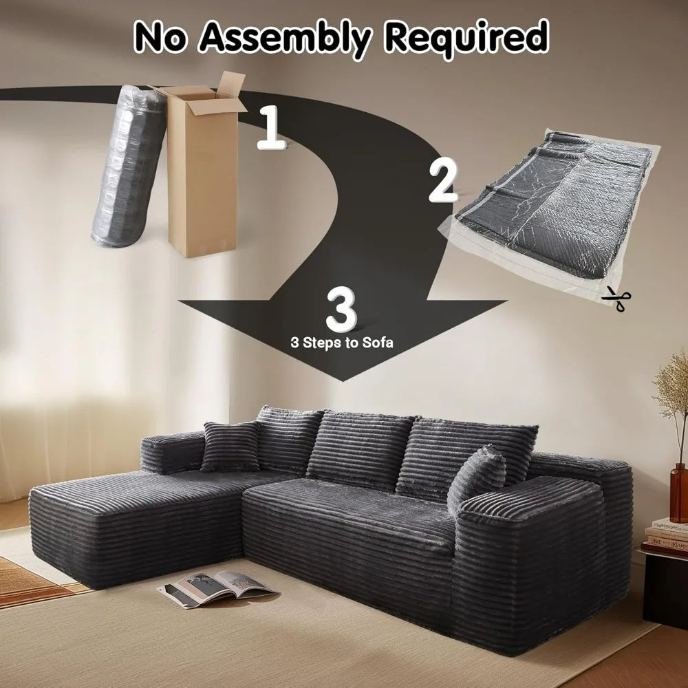 Cloud Sectional Couch with L-Shape Chaise - Modern Modular Sofa