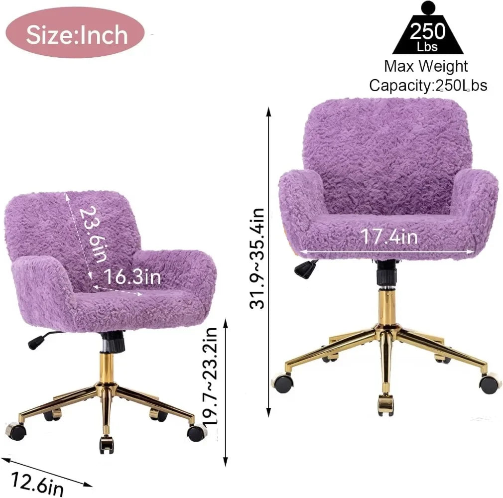 Purple Faux Fur Home Office Chair