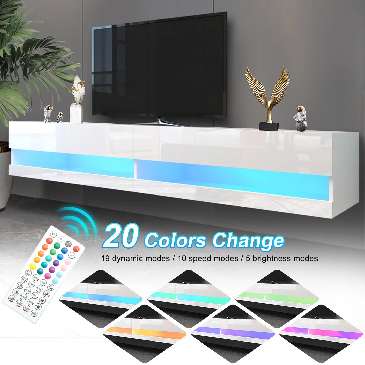 71" Floating TV Stand for 75/80" TV w/Power Outlets