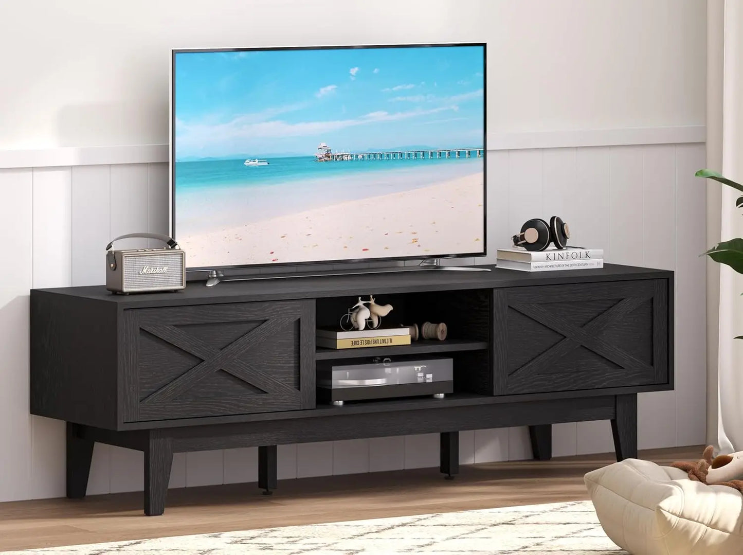 TV Stand for 55 65 Inch TV with Shelves