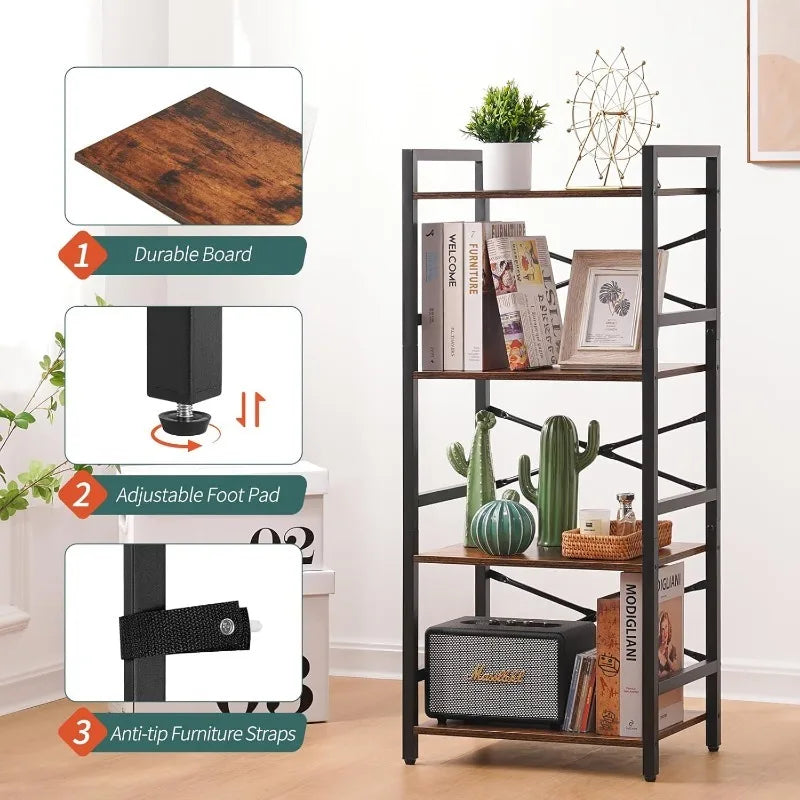 4 Tier Bookshelf - Small Bookcase
