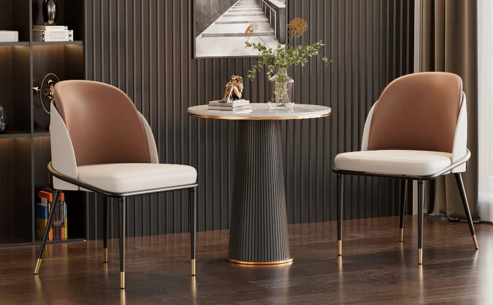 Chairs Set of 2, Faux Leather Dining-Kitchen-Make Up Chair