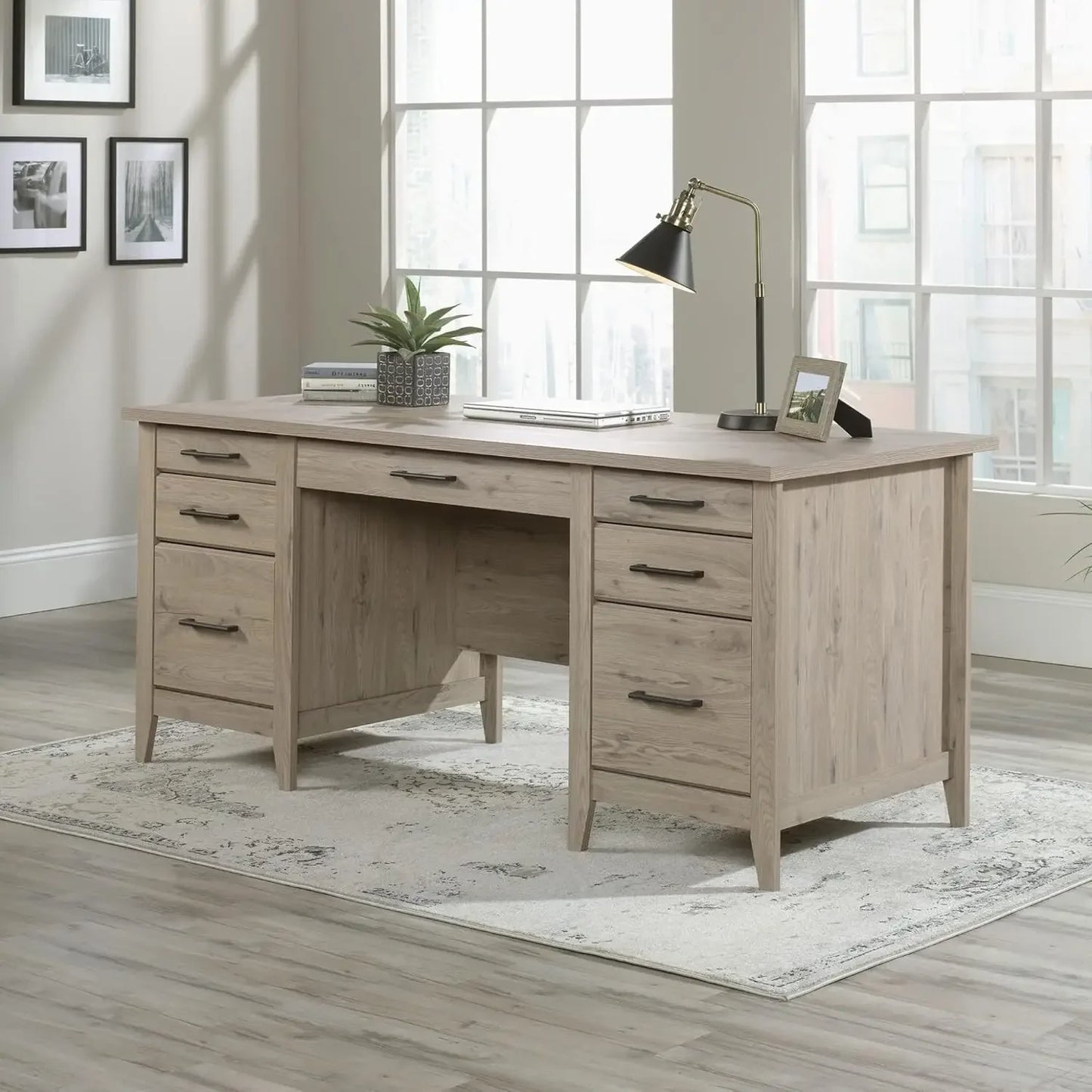 66"W Executive Computer Desk, Laurel Oak
