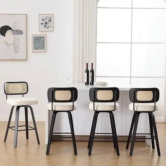 Bar Stools Set of 4, 26" Upholstered Faux Leather