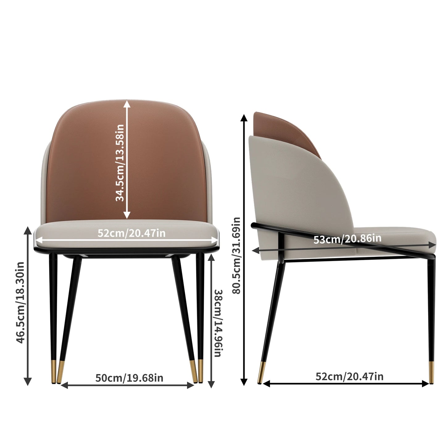 Chairs Set of 2, Faux Leather Dining-Kitchen-Make Up Chair
