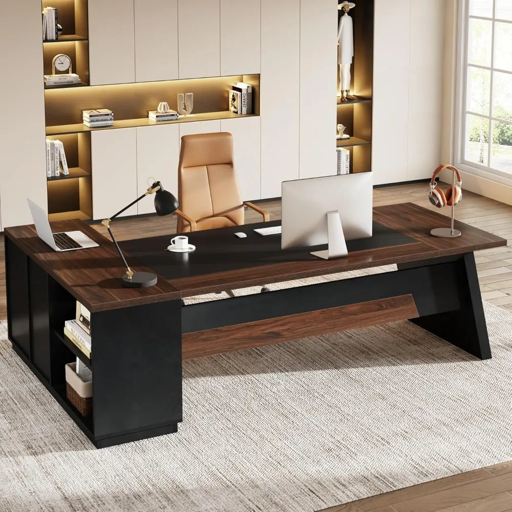 78" L-Shaped Executive Desk with Drawers