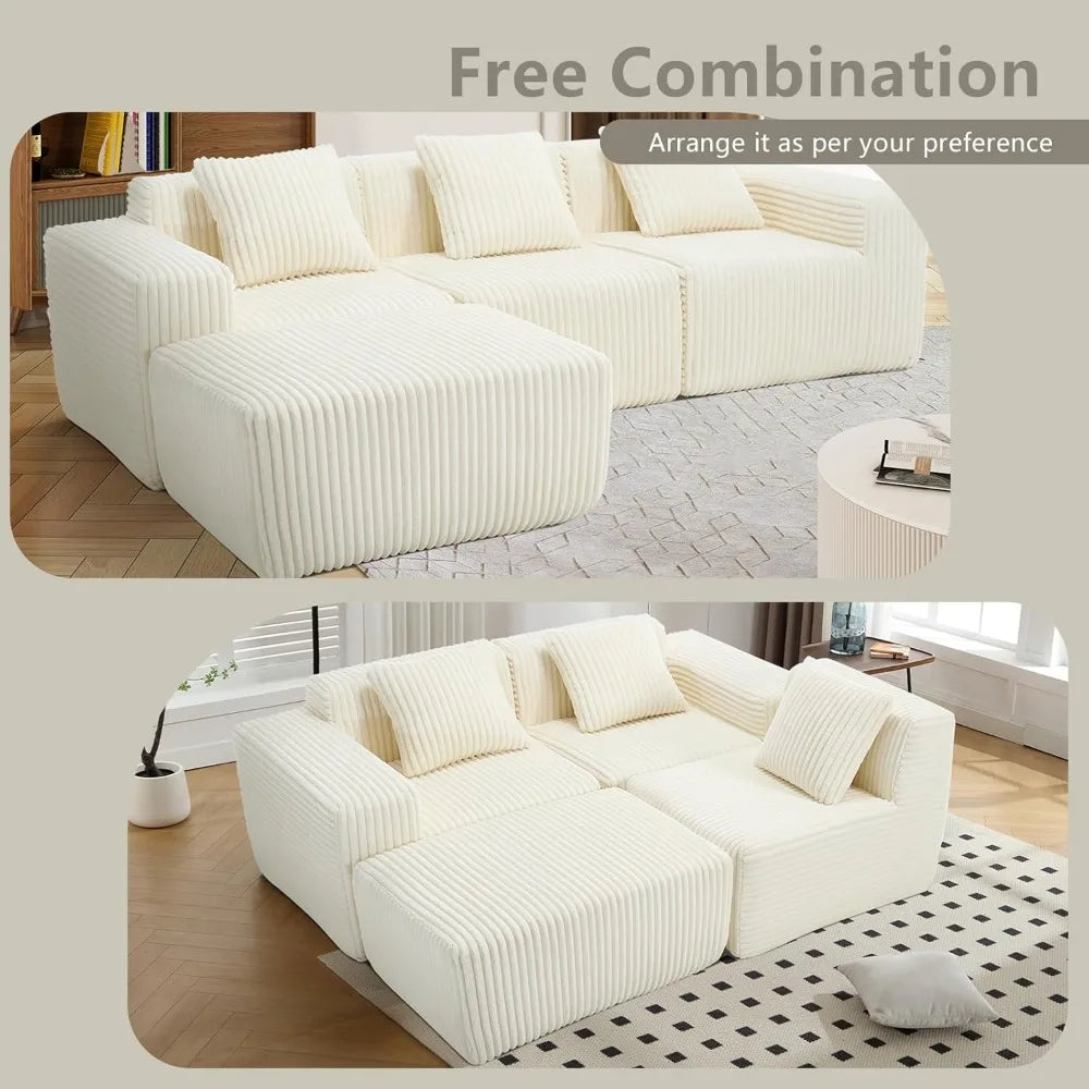 L-Shaped Free Combination Sofa,4Seater Corner Couch Deep Seat