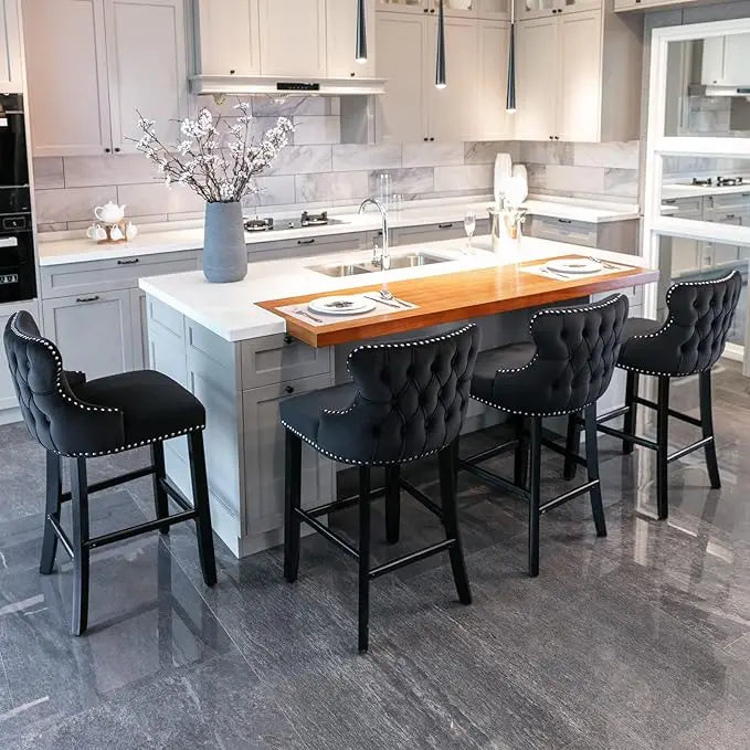 Bar Stools Set Counter Height,with Solid Wood Legs
