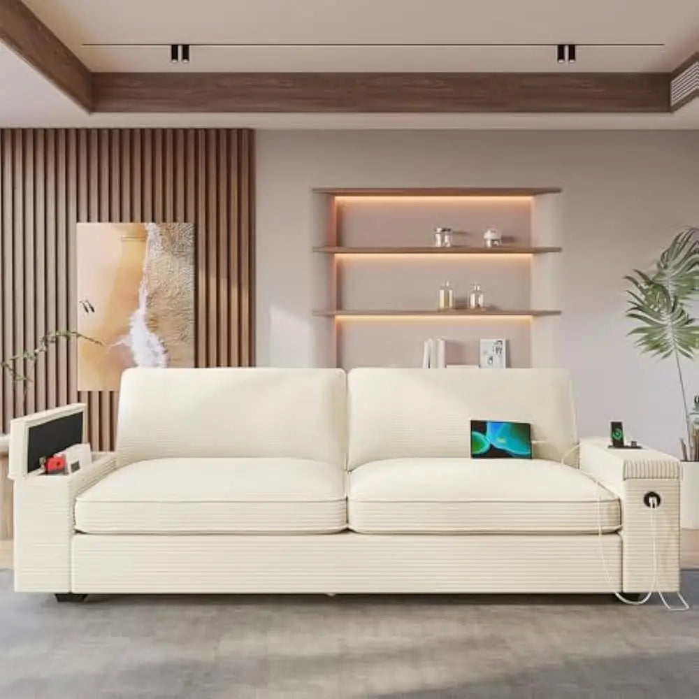 Oversized Comfy Couches, Deep Seat Sofa with Storage and 2 USB