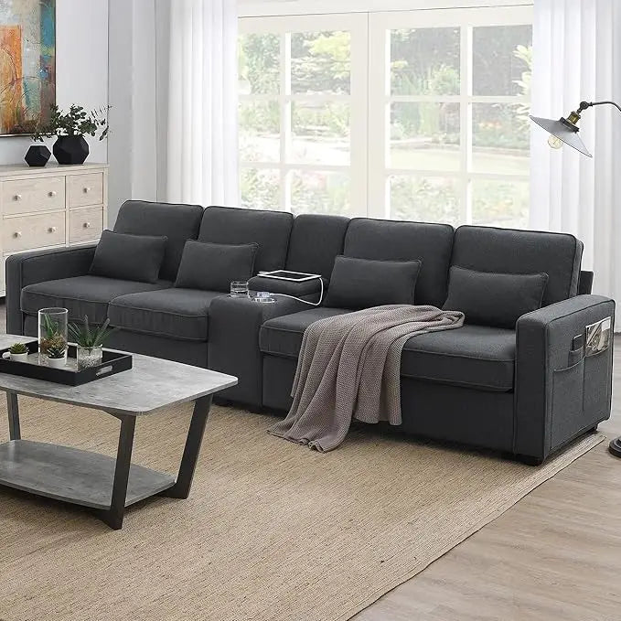 4-Seat Couch with 4 Pillows for Living Room