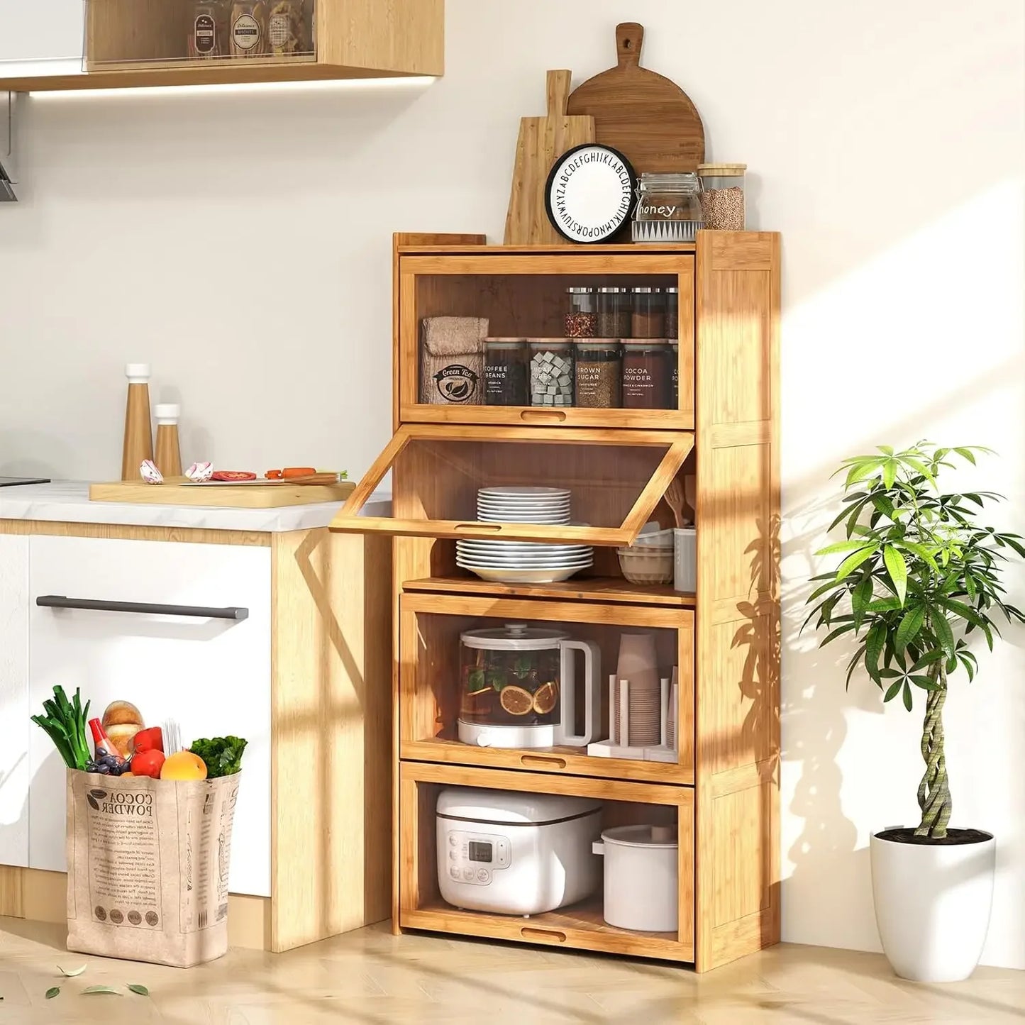 Bookcase with Doors, Bookshelf with Flip-up Doors