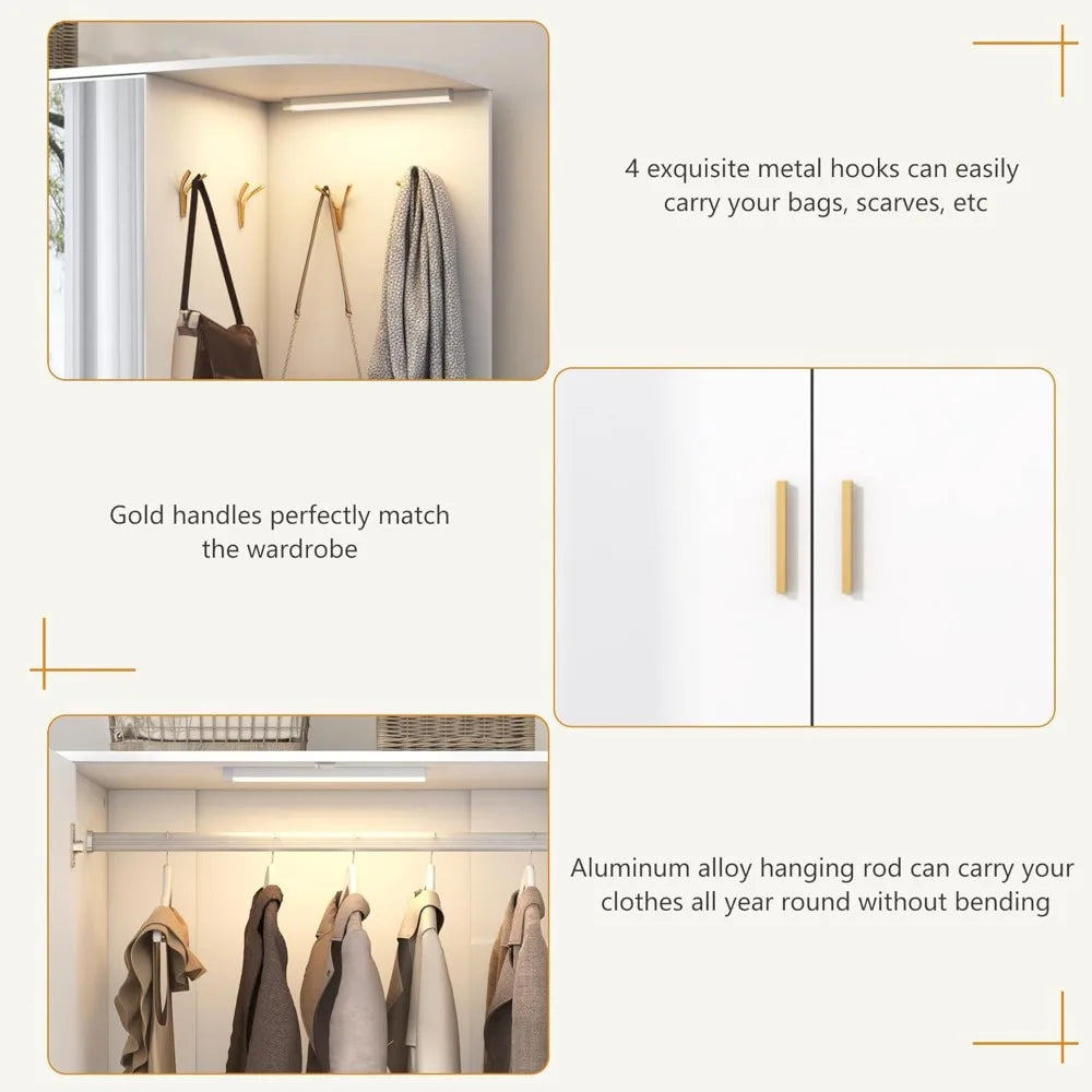 Armoire with Drawers, Wardrobe Closet with Shelves