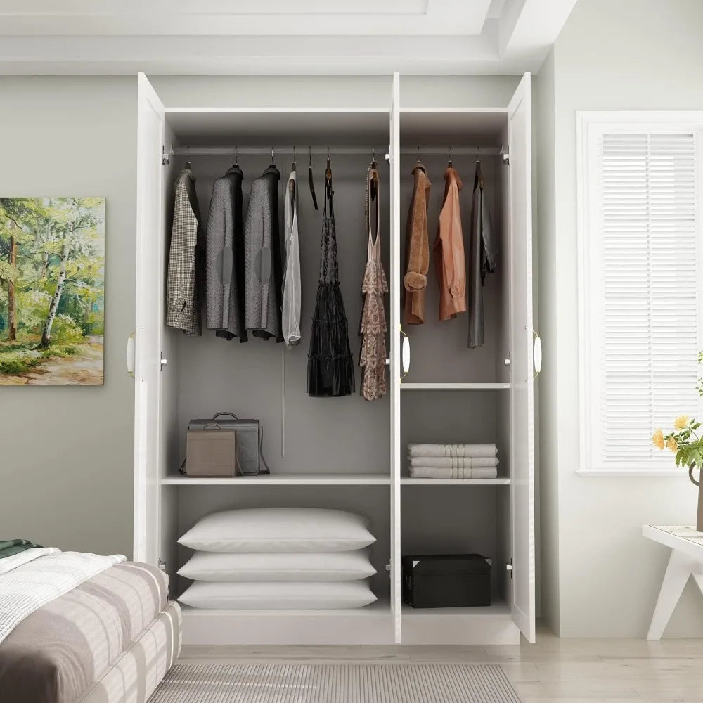 Wardrobe Armoire Closet with Shelves & Hanging Rod