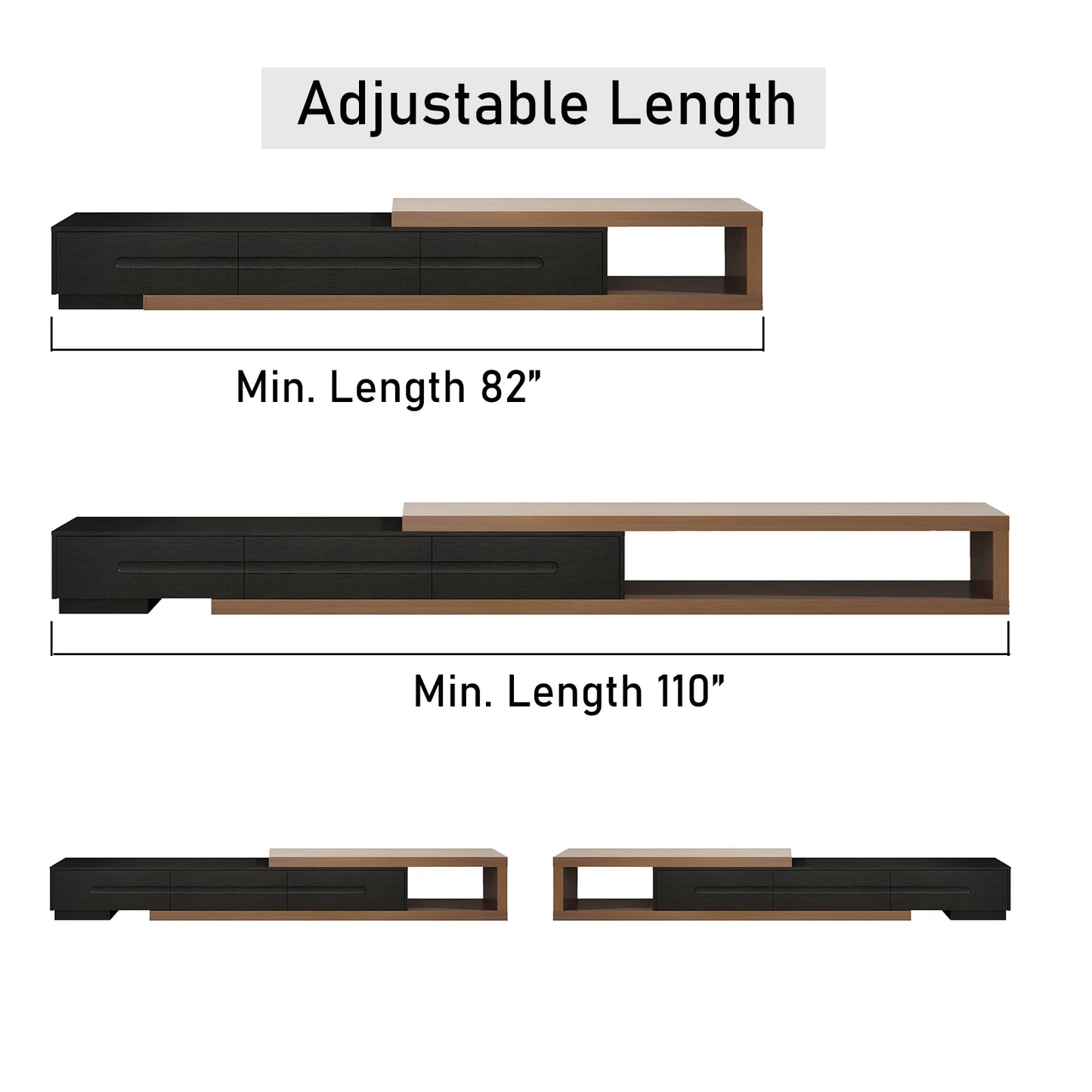 Extendable TV Stand for Up to 120"TV, 82-110 w/3 Drawers