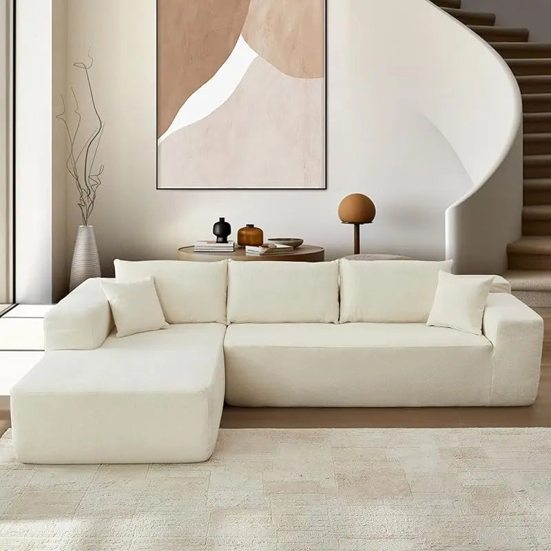 L-Shape Couch with Chaise,Modular Sectional Sofa Cloud Deep Seat