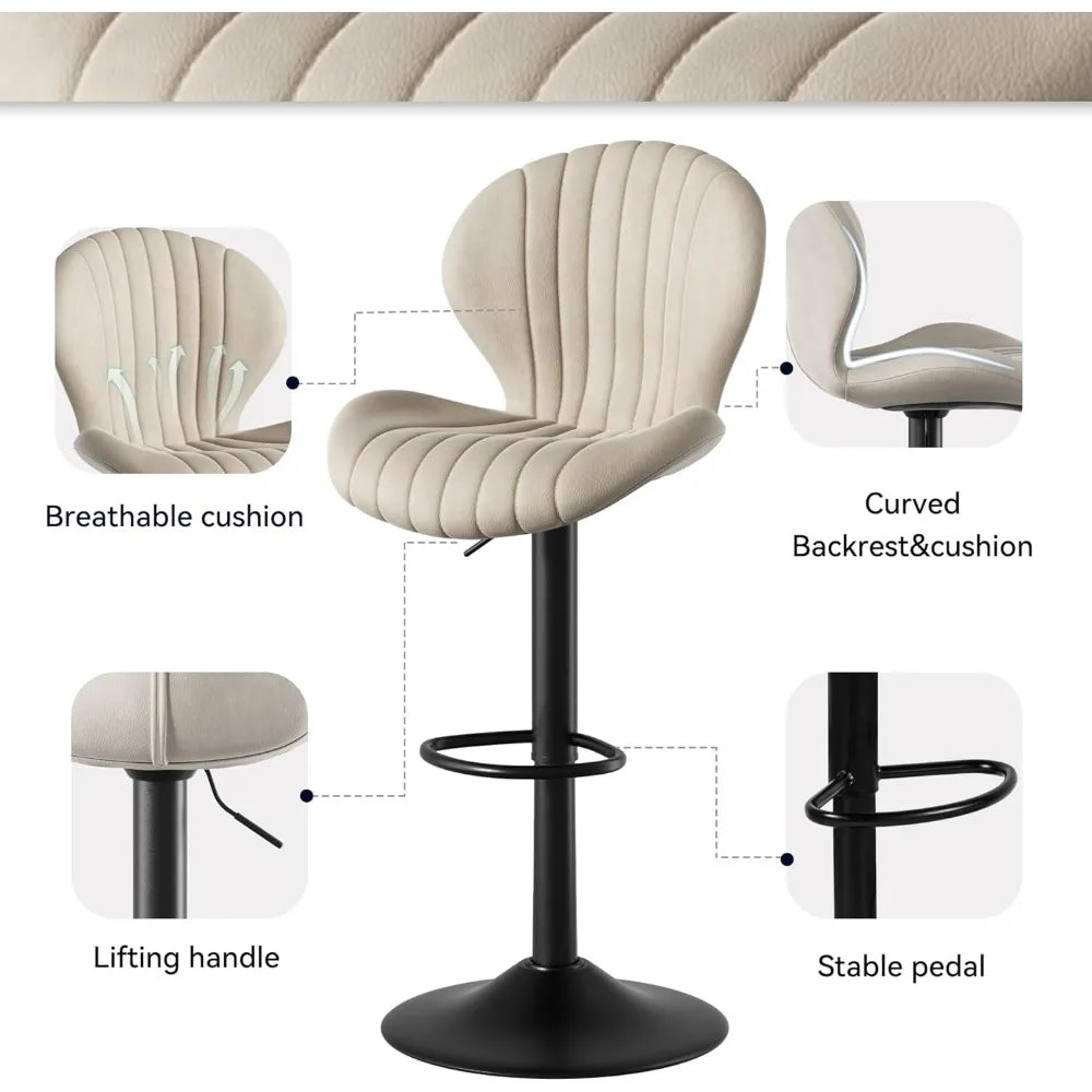 Bar Stools Set of 2 Swivel Bar Chairs, Easy Assembly
