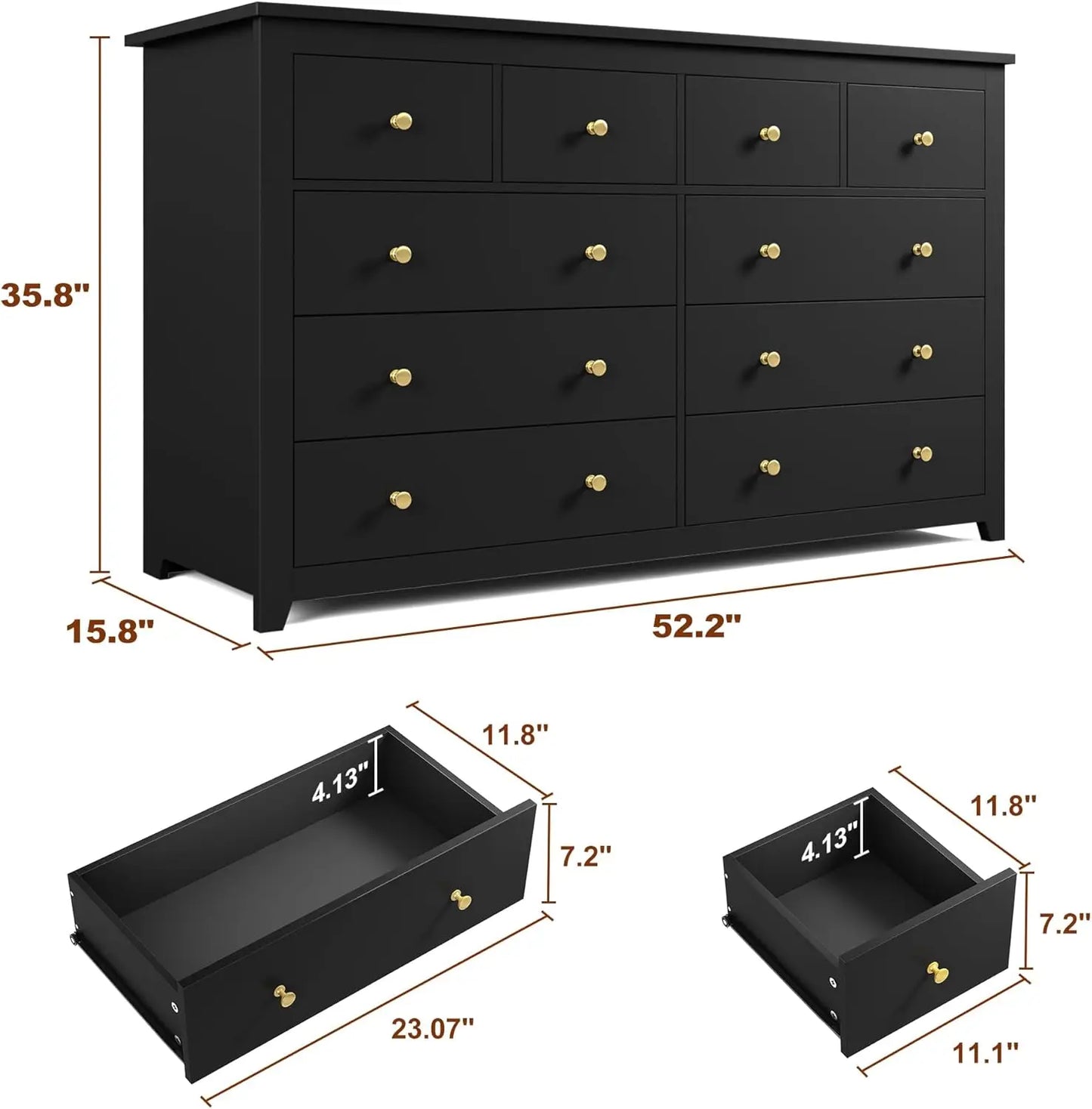 10 Drawer Dresser & Chest of Drawers