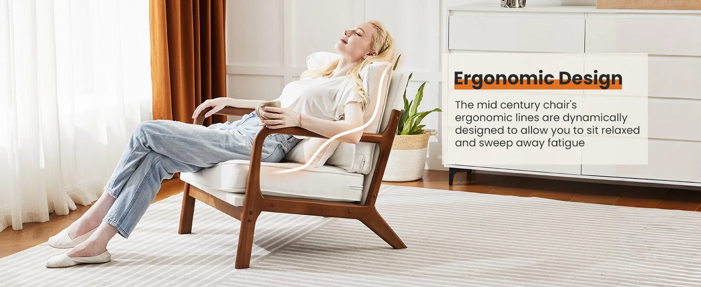 Chairs with Lumbar Pillow Upholstered With Wood Frame