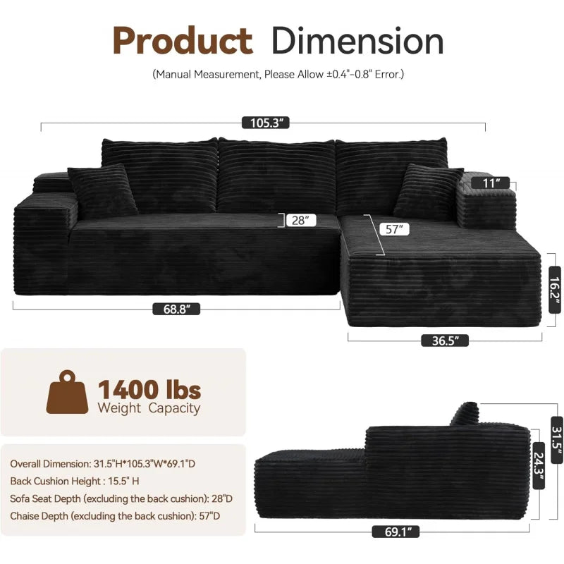 Comfy Boneless L Shape Sofa