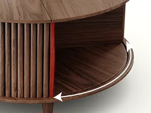 Round Coffee Table with Storage,Mid Century Modern Coffee Table with Sliding Cabinet Door,Coffee Tables,31.5" Small Center Table