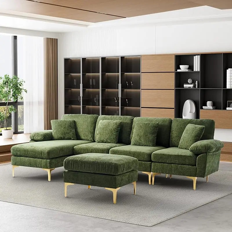 Sofa couch,4 Seat ,L-Shaped Velvet with Chaise Lounge