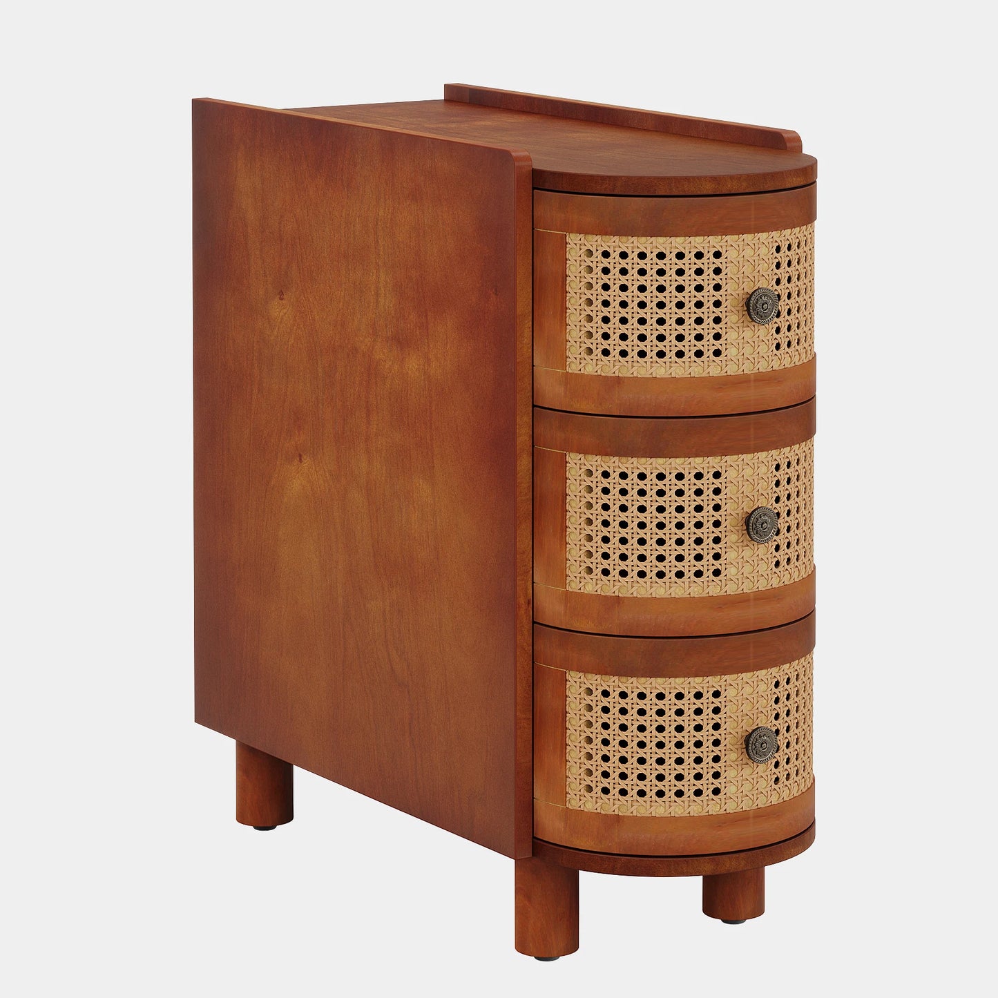 Tribesigns End Table Round Solid Wood Sofa Bedside Narrow Bedroom Side Table Nightstand with Drawer