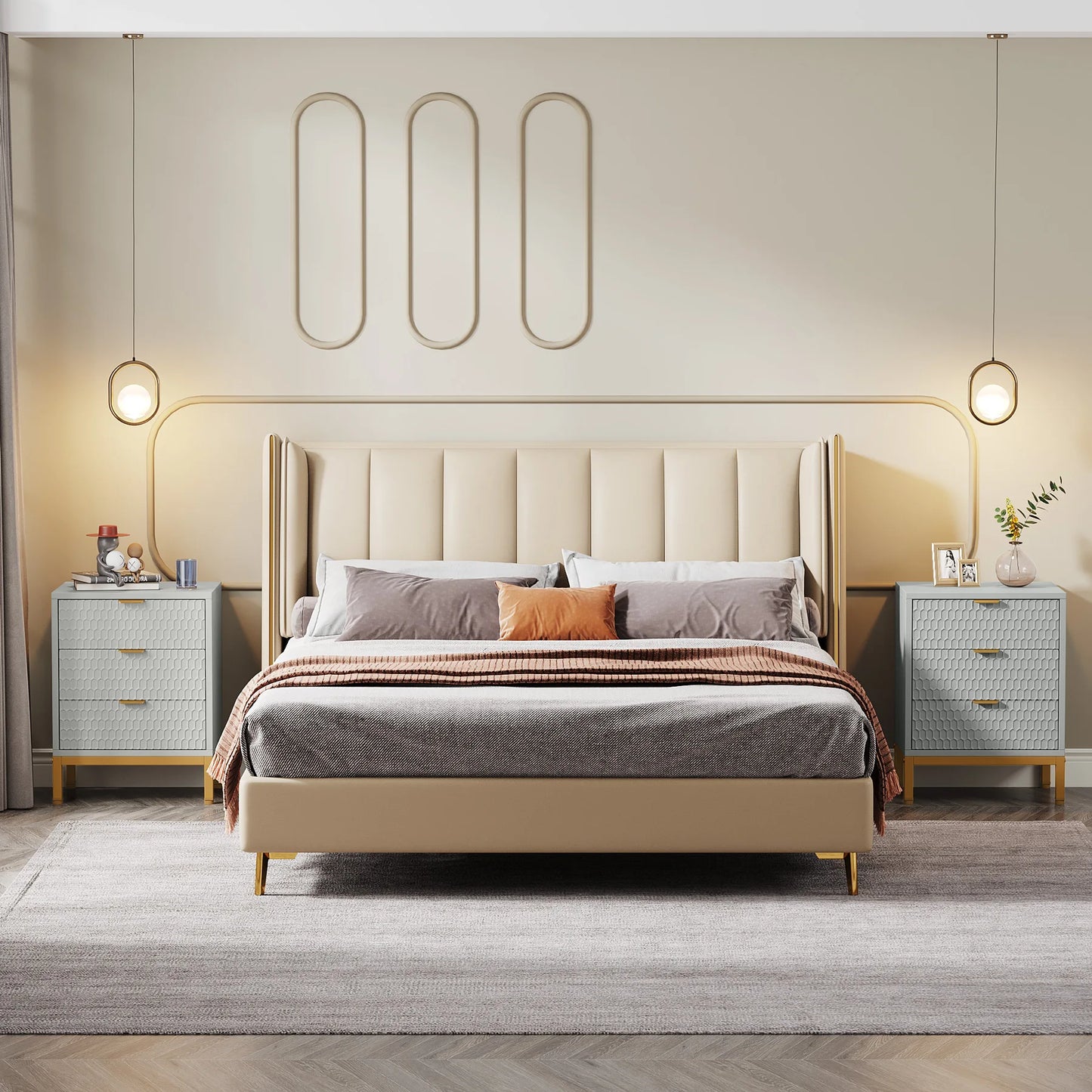 Tribesigns Modern Nightstand, 65.5 cm Tall Bedside Table with 3 Drawers, Contemporary End Side Table with Storage