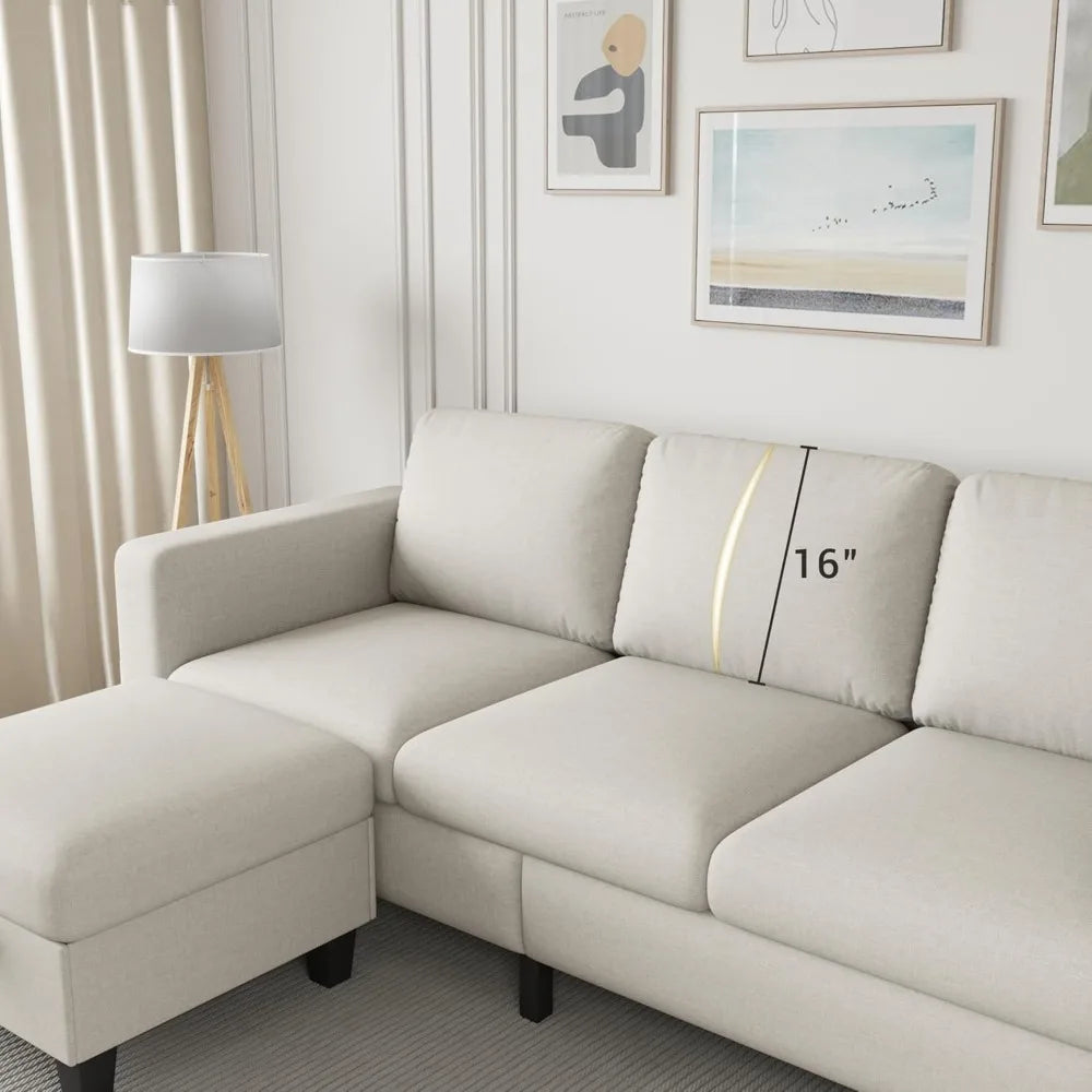 L Shaped Cloud Couch - 3 Seat-Comfy Linen with Storage
