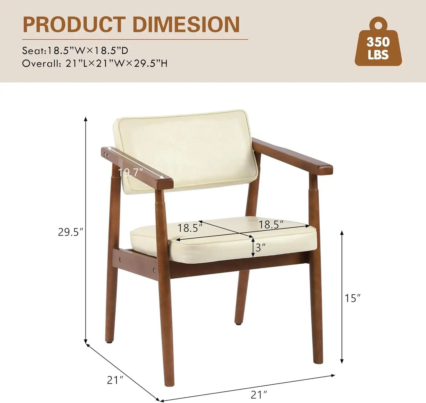 Chairs with Wooden Handrail, Fabric Upholstered Faux Leather