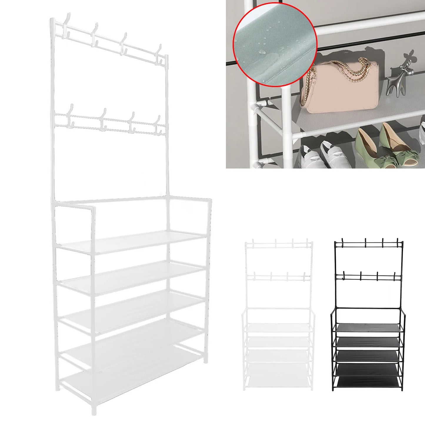 Coat Rack Stand, 2 In 1 Entryway Clothes Hanging Organizer