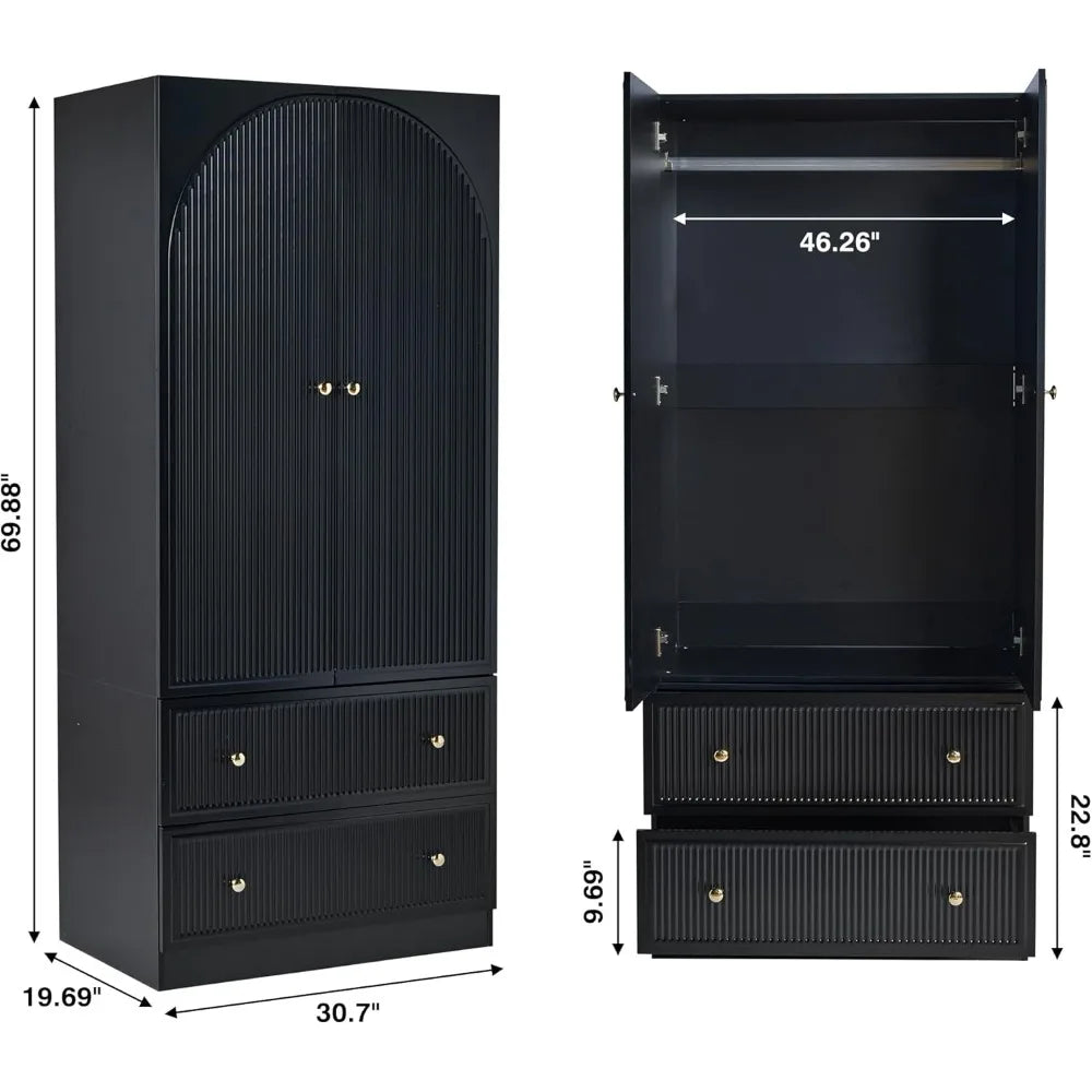 Armoire Wardrobe Closet with 2 Doors and 2 Storage Drawers