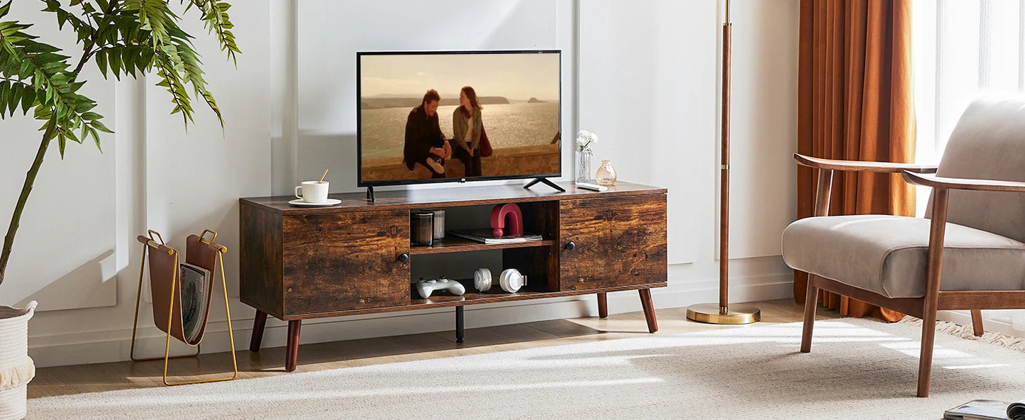 Fireplace TV Stand For Up To 60 Inch with Shelf 2 Storage