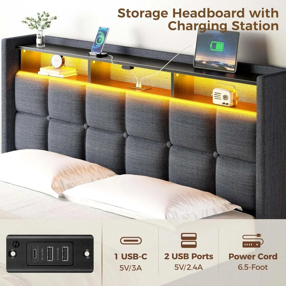Bed Frame with Hydraulic storage – Full, Queen, Twin Sizes