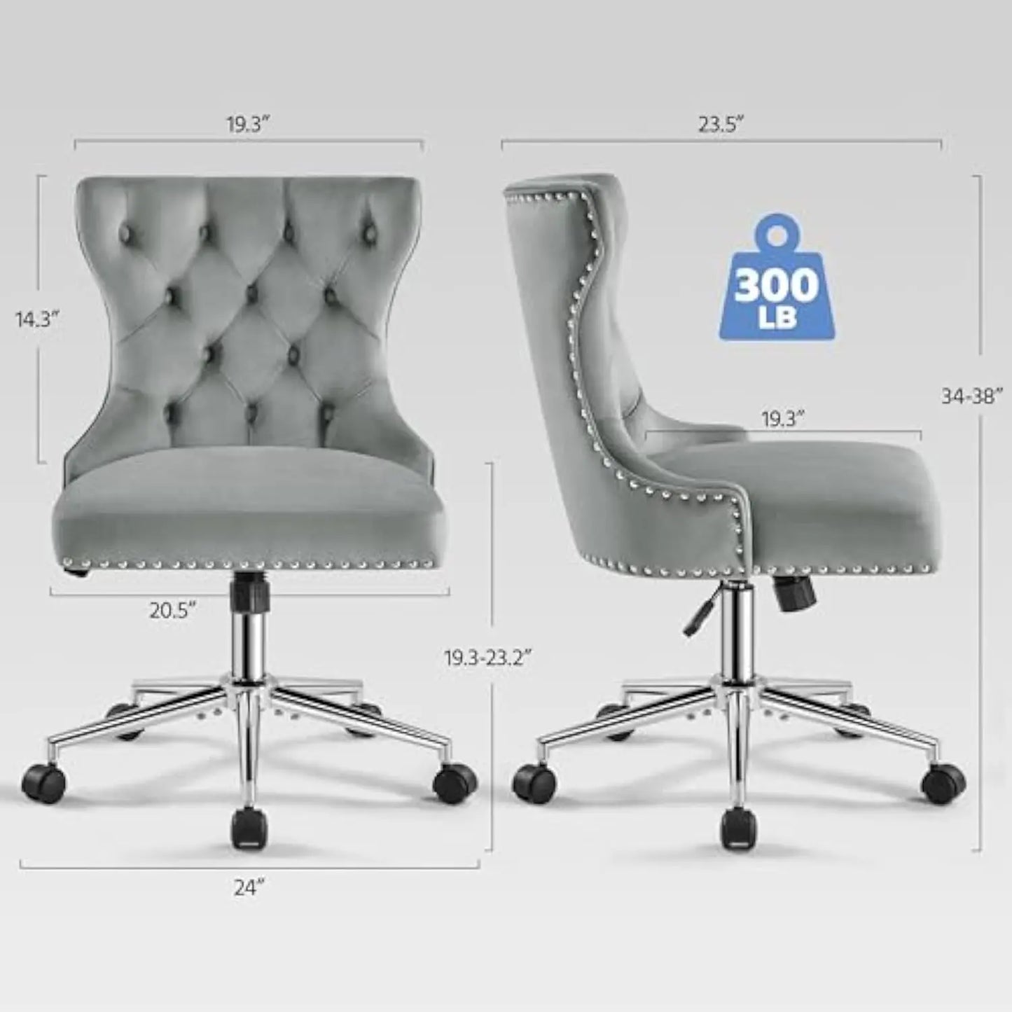Velvet Office Chair, Adjustable Comfy Swivel Chair