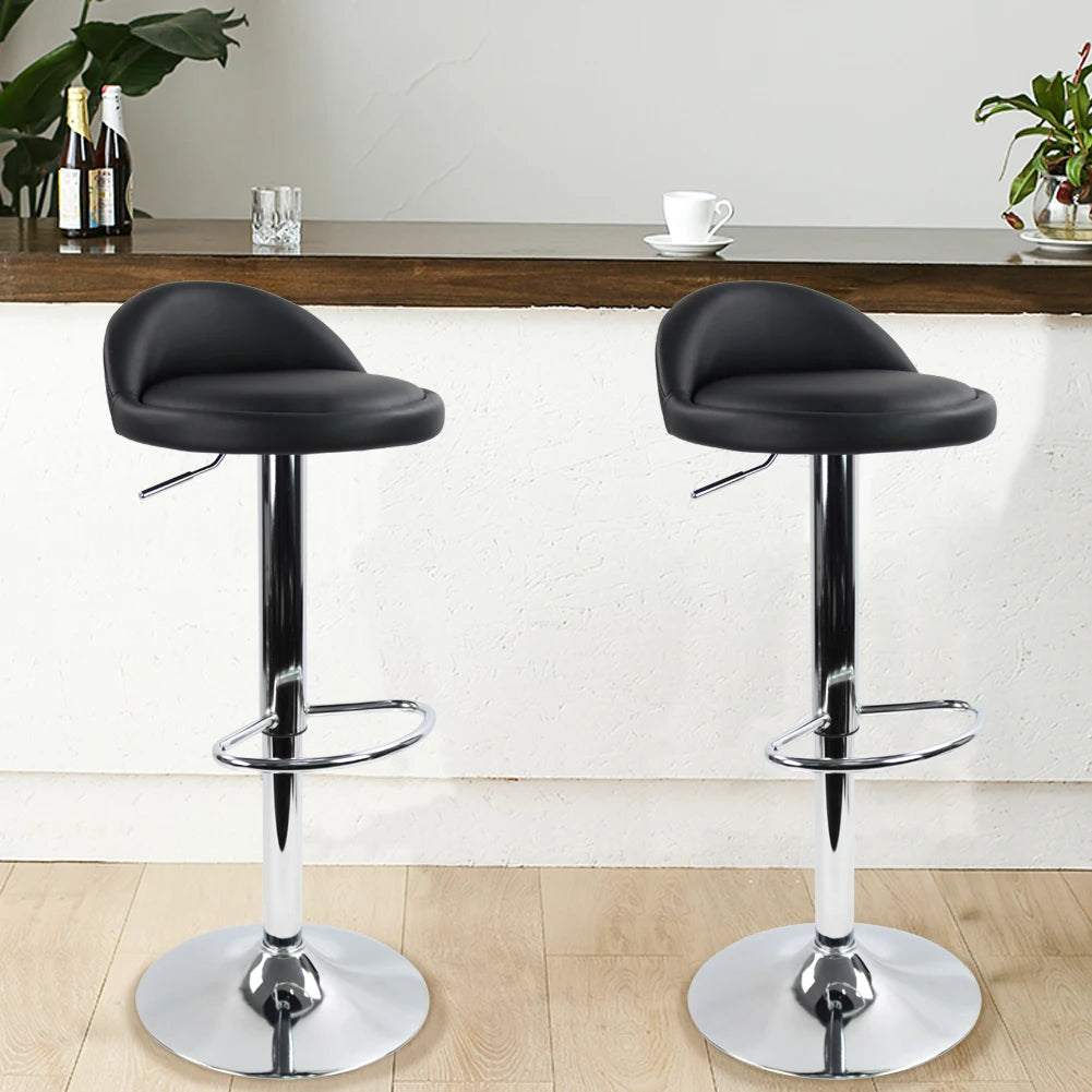 PU Leather Round Bar Stool with Back Rest Height