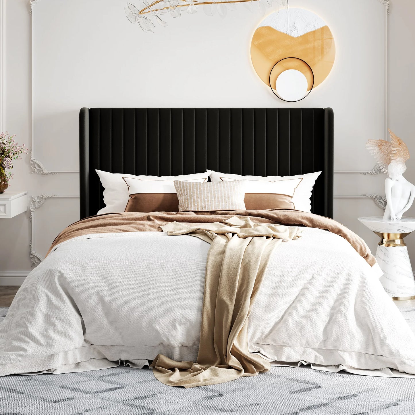 Bed Frame with Wingback Headboard – Full, Queen & King