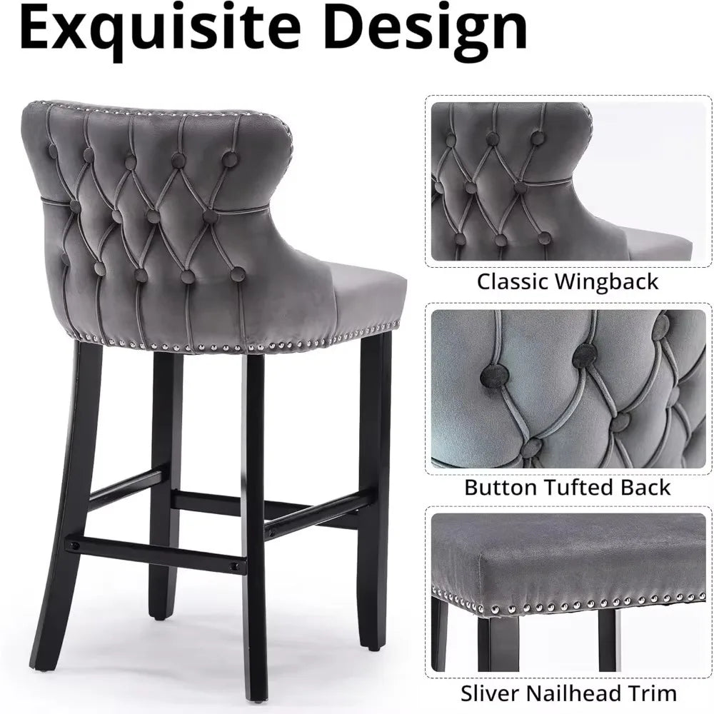 Bar Stools Set Counter Height,with Solid Wood Legs