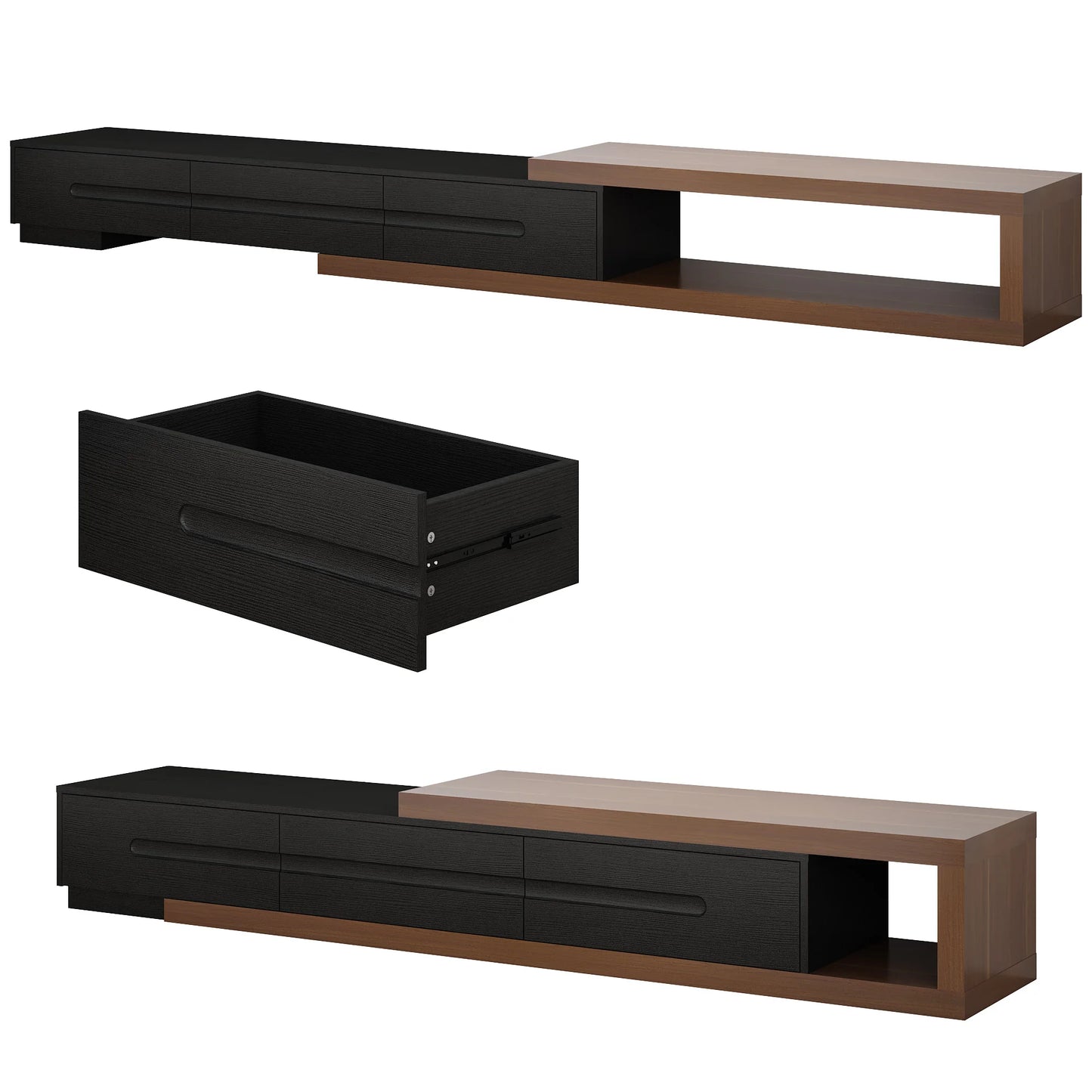 Extendable TV Stand for Up to 120"TV, 82-110 w/3 Drawers