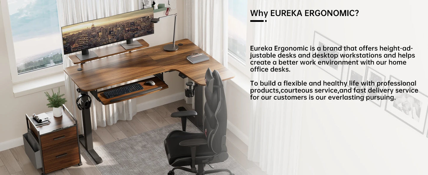 L-Shaped Desk 61"x43" with Keyboard Tray