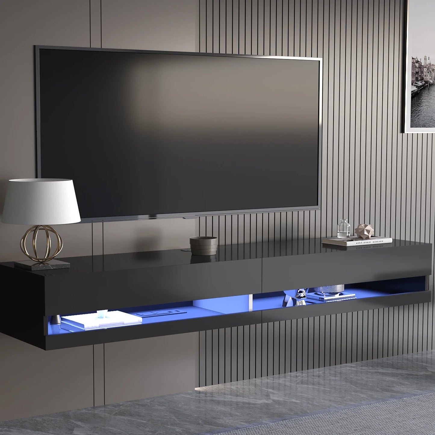 71" Floating TV Stand for 75/80" TV w/Power Outlets