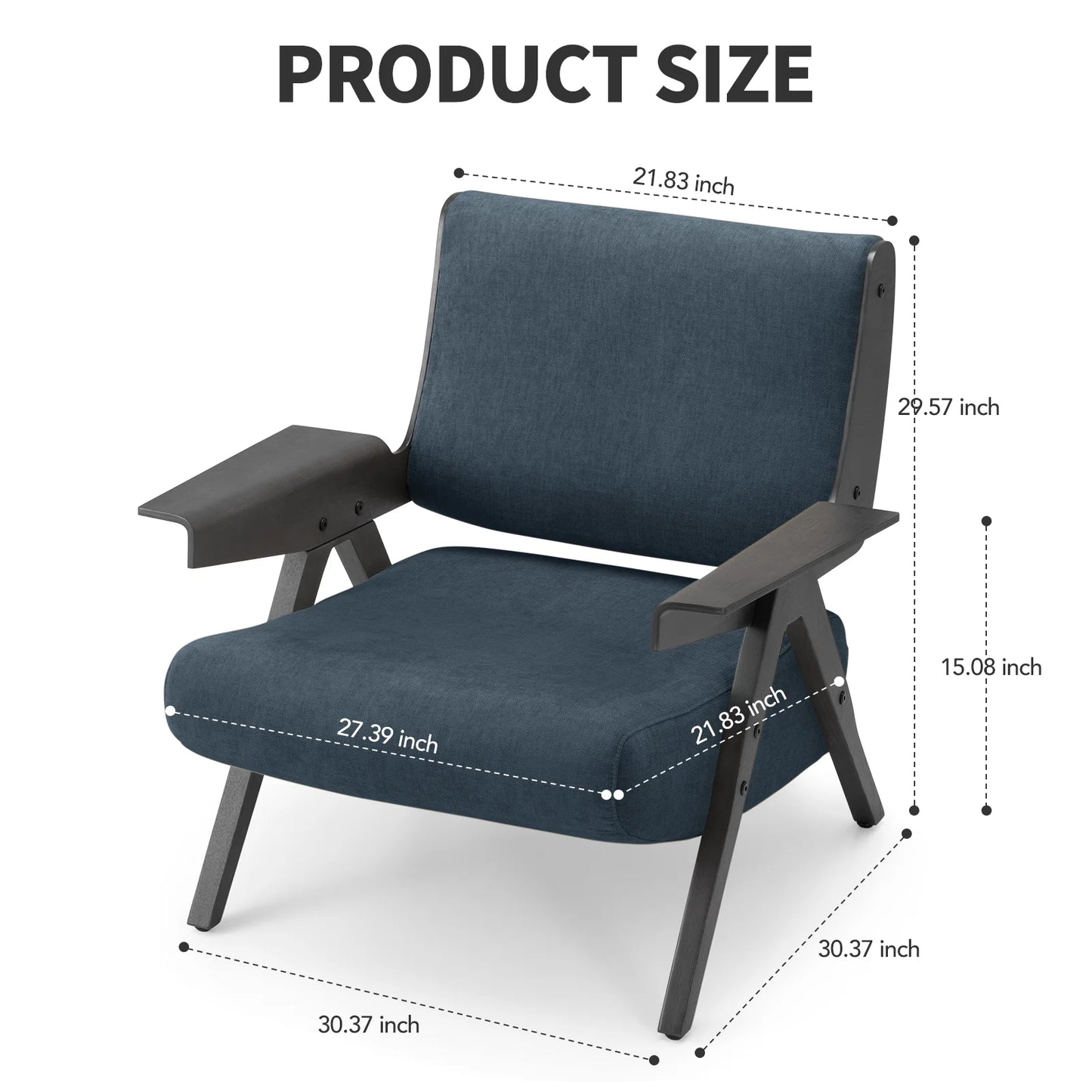 Accent Chair Upholstered Armchair with Solid Wood Frame
