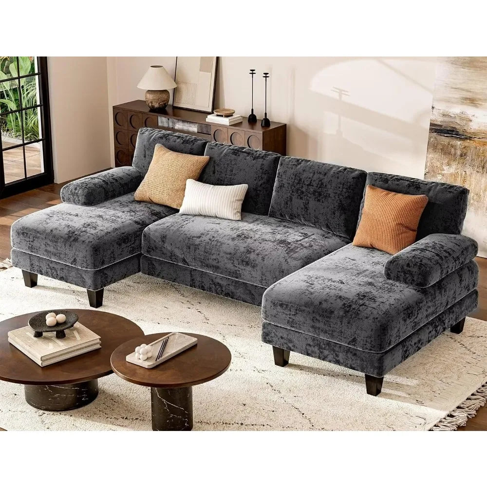 U Shaped Sectional Couch, Sofa with Double Chaise