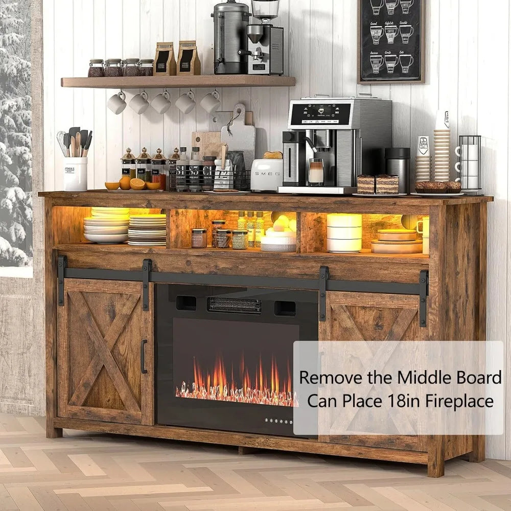 57” Wooden Farmhouse TV Stand for 60/65 inch TV