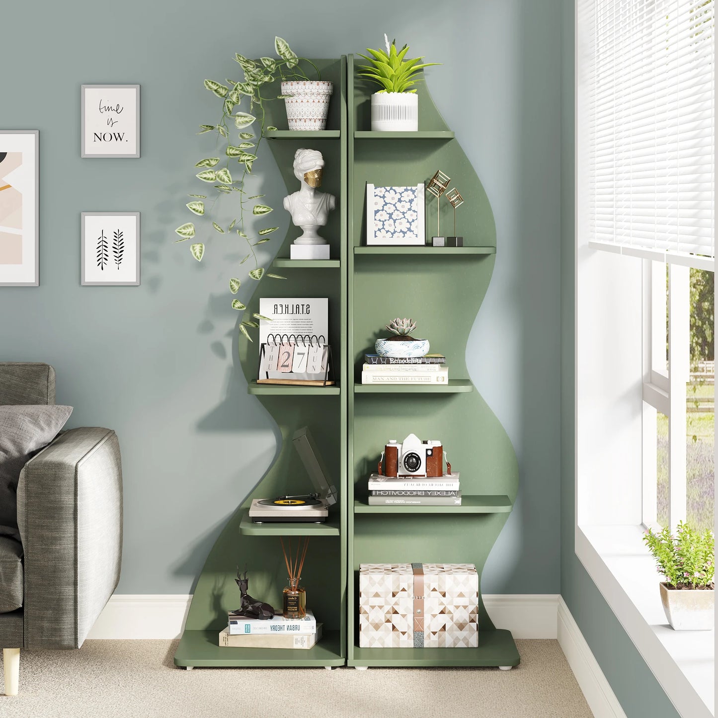 Corner bookShelf, 5-Tier Stylish Corner Bookcase