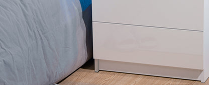 Nightstand RGB LED Light Bedside Table Cabinet with 2 Drawer Bedroom High Gloss